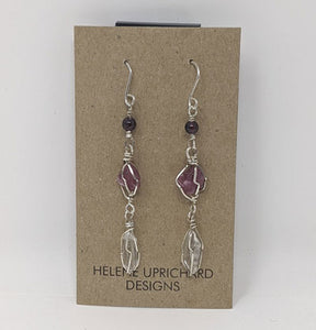 Helene Uprichard: Garnet, Tourmaline, and Quartz Earrings