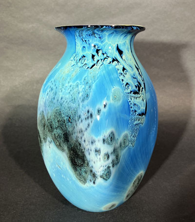 Josh Simpson Contemporary Glass: Blue New Mexico Vase With Corona Interior