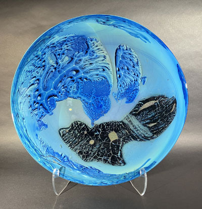 Josh Simpson Contemporary Glass: Blue New Mexico Platter, Vintage and Unusual