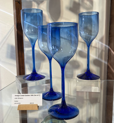 Josh Simpson Contemporary Glass: Vintage Cobalt Goblet Set of 4