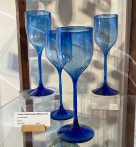 Josh Simpson Contemporary Glass: Cobalt Goblet Set of 4 Vintage and Unusual