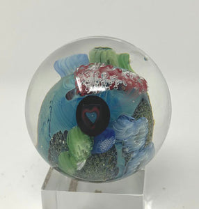 Josh Simpson Contemporary Glass: 1.75" Heart Planet