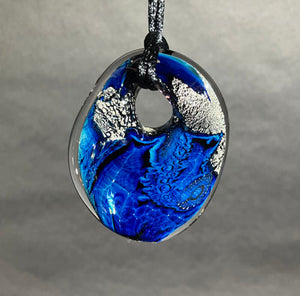 Josh Simpson Contemporary Glass: Pendant, Blue New Mexico