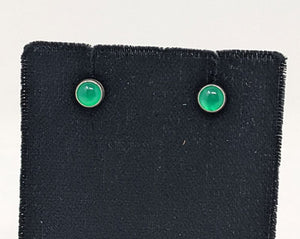 Jeanne Bennett: Green Agate Studs