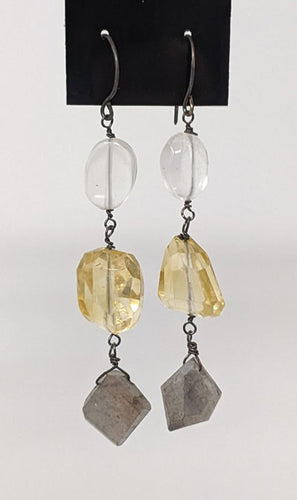 Rebecca Rose: Labradorite, Citrine, and Crystal Earrings